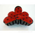 Black Dot Red Suede Cover Plastic Hair Barrettes For Hair Decoration